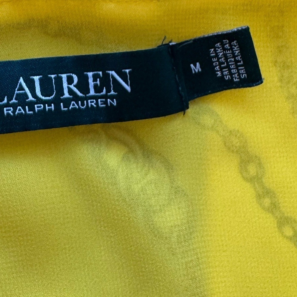Lauren Ralph Lauren Gold Chain Link Blouse Sun Yellow Nautical Equestrian Medium - Picture 8 of 9